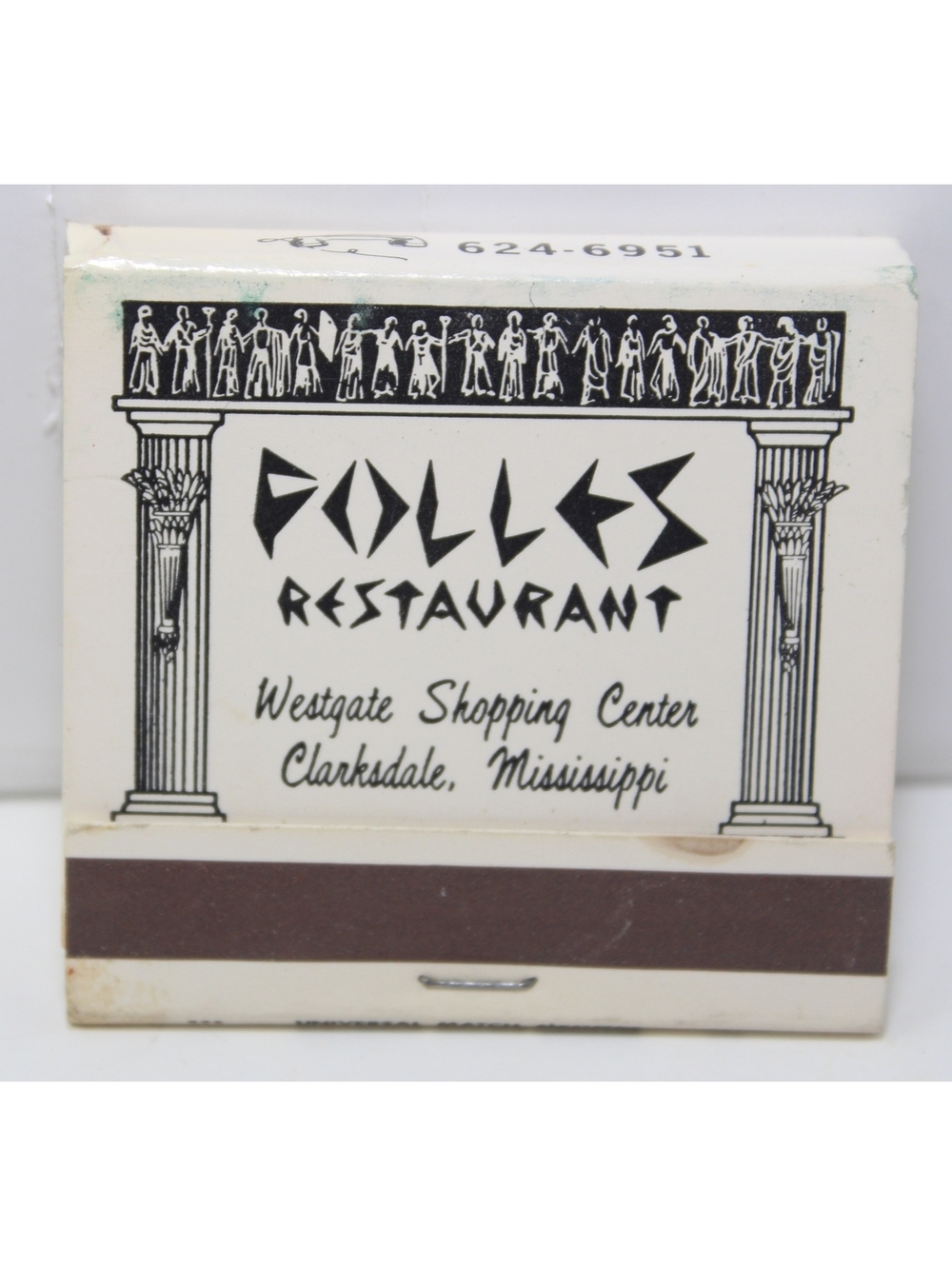 Vintage Matchbook Folles Restaurant Cuisine Royale Clarksdale Mississippi Steaks